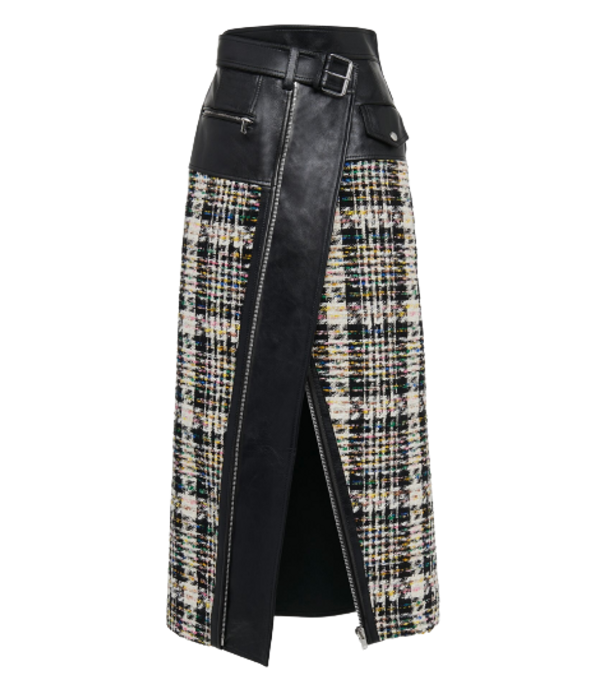 Alexander McQueen Black Tweed-Panel Biker Skirt