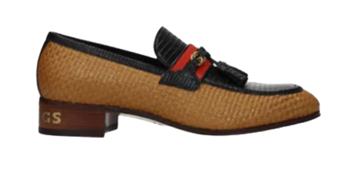 Gucci Raffia Brown Black Loafers