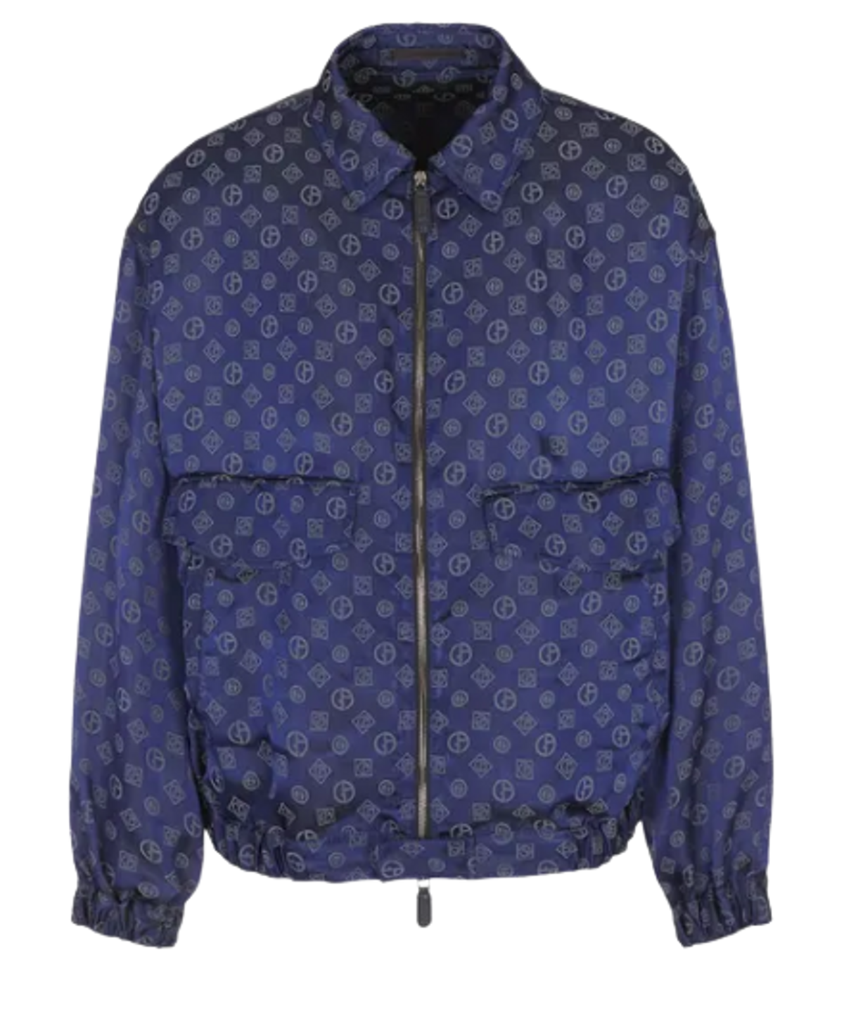 Giorgio Armani Viscose Blend Jacquard Blouson All Over Logo
