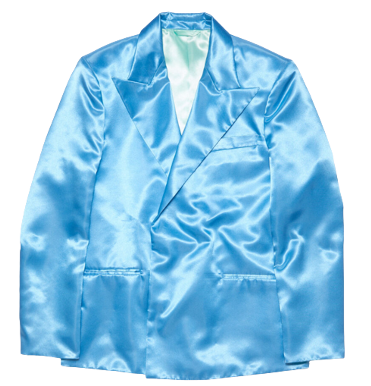 Acne Studios Azure Blue Satin Double Breasted Blazer
