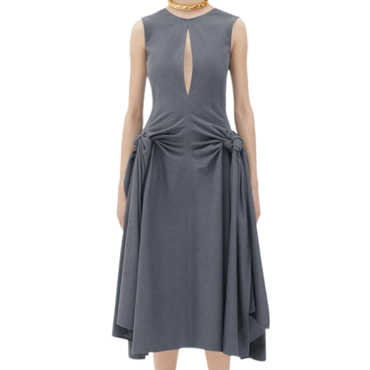 Bottega Veneta Knotted Cotton & Viscose Midi Dress
