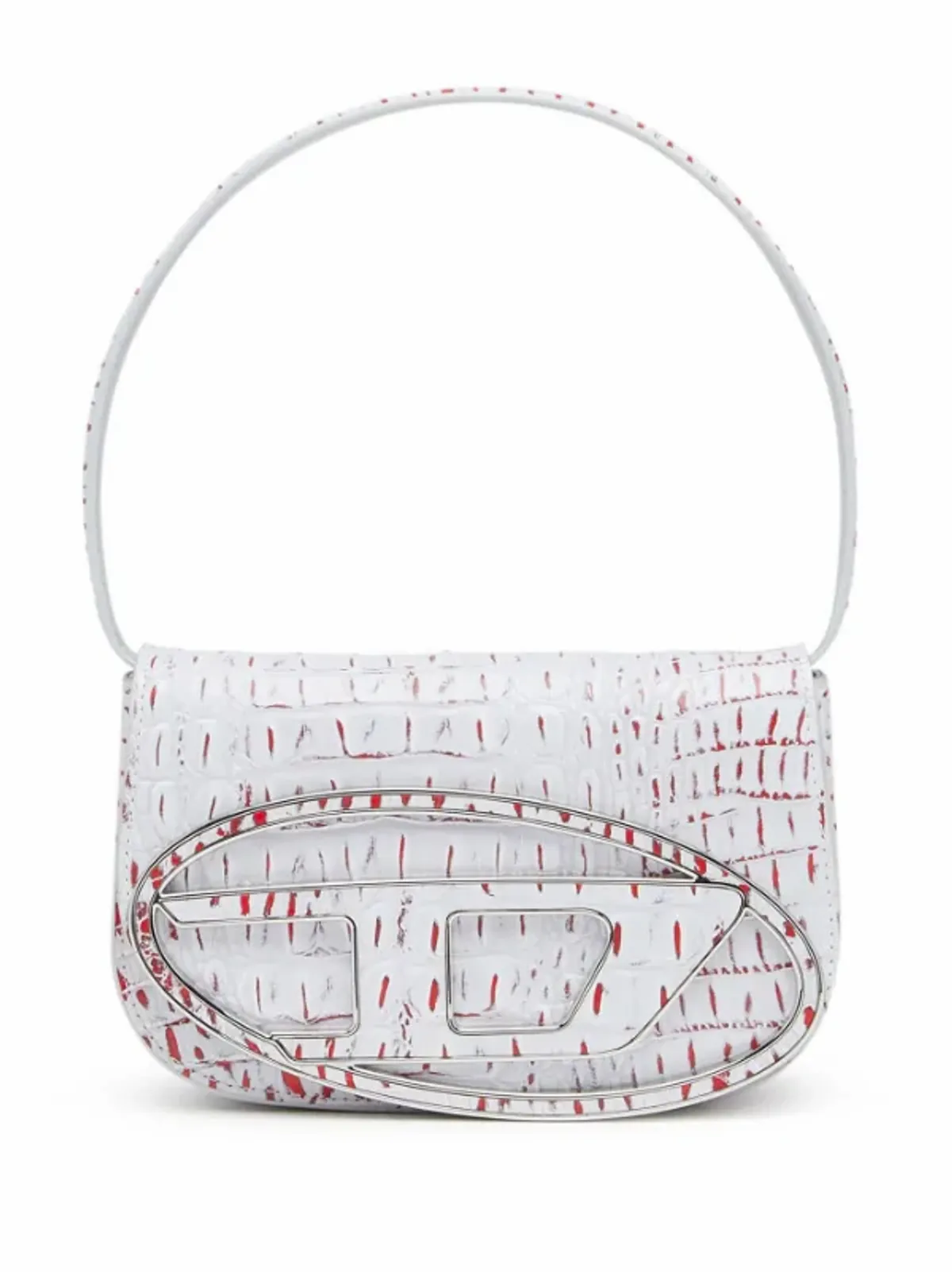 Diesel White 1DR Croc Embossed Shoulder Bag WHAT’S ON THE STAR?