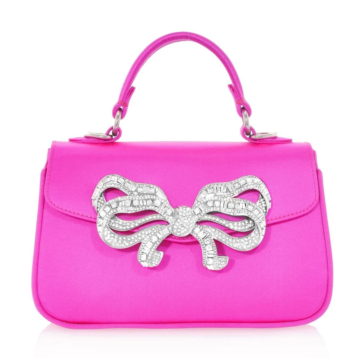 Judith Leiber Couture Fuchsia Satin Bow Top Handle Bag