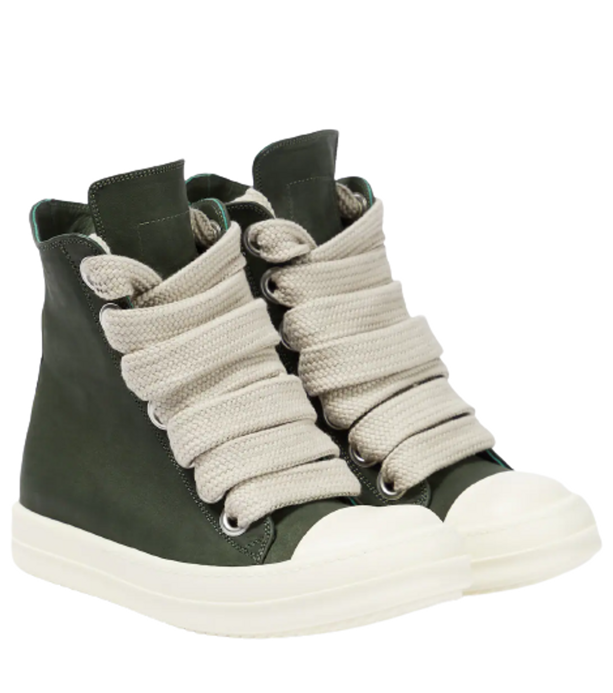 Rick Owens Green Leather Sneakers