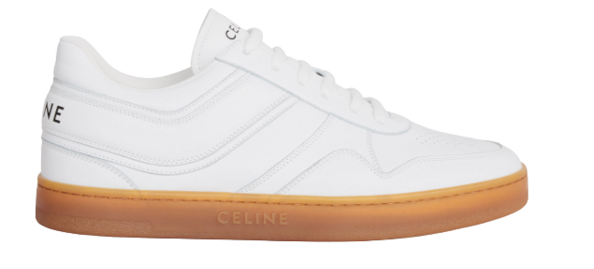 Celine White And Beige Trainer Low Lace-Up Sneakers