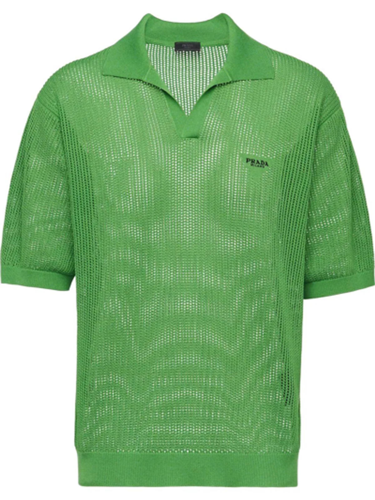 Prada Green Cotton And Silk Polo Shirt