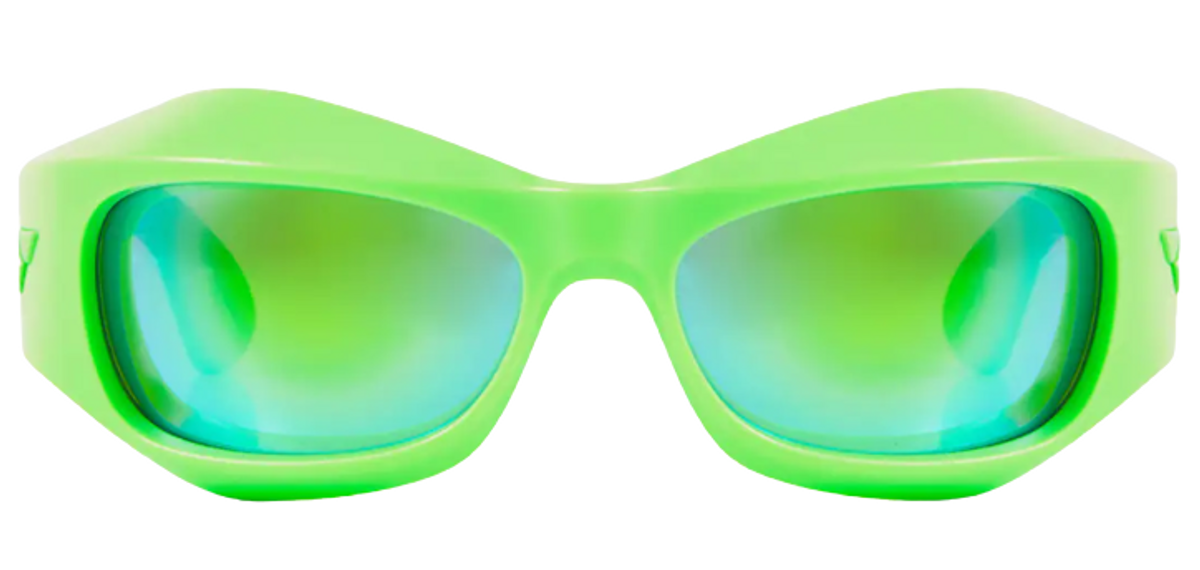 Bottega Veneta Green Mirrored Oval Sunglasses