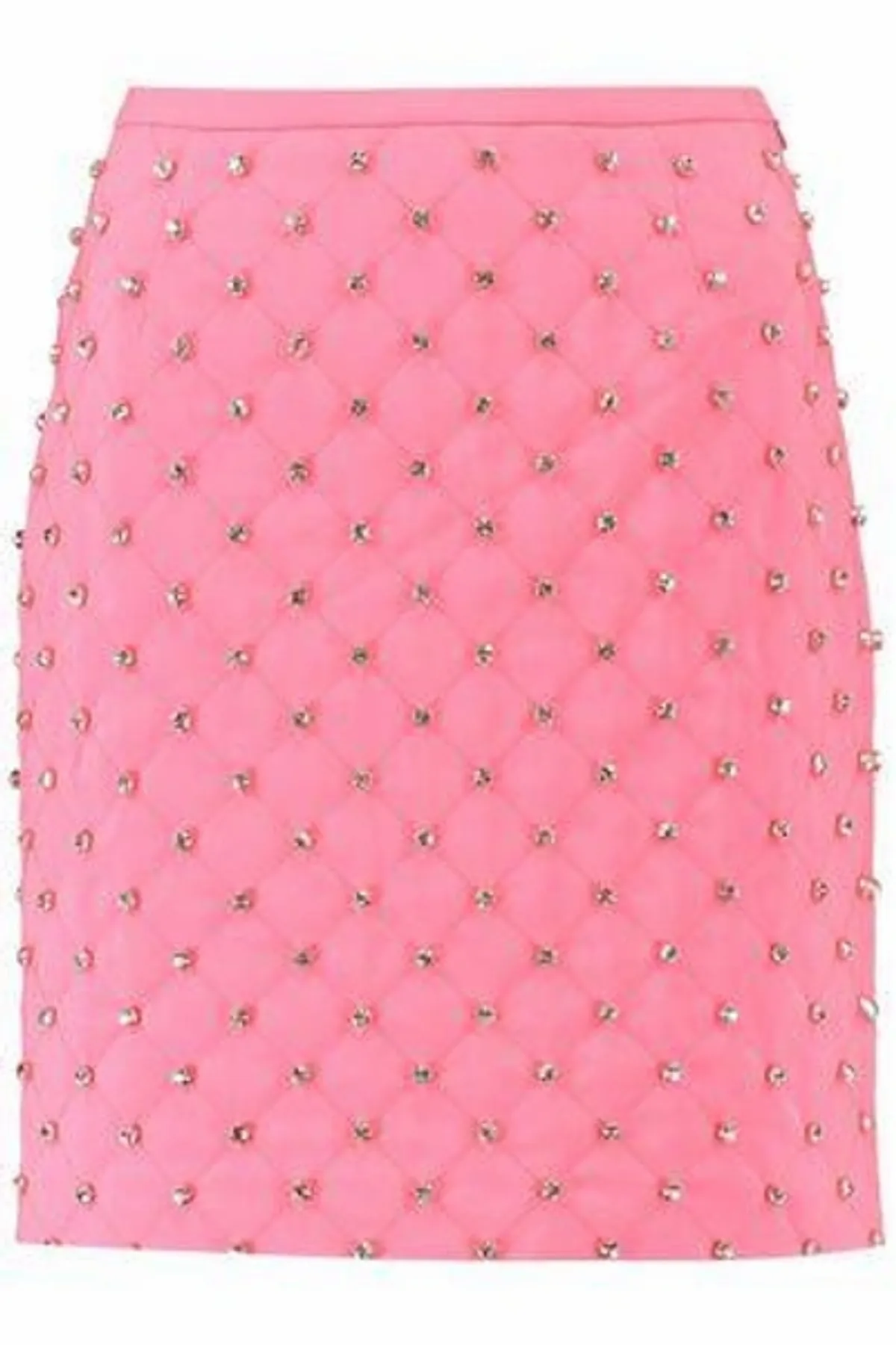 Moschino Crystal-Embellished Quilted Crepe Pink Mini Skirt