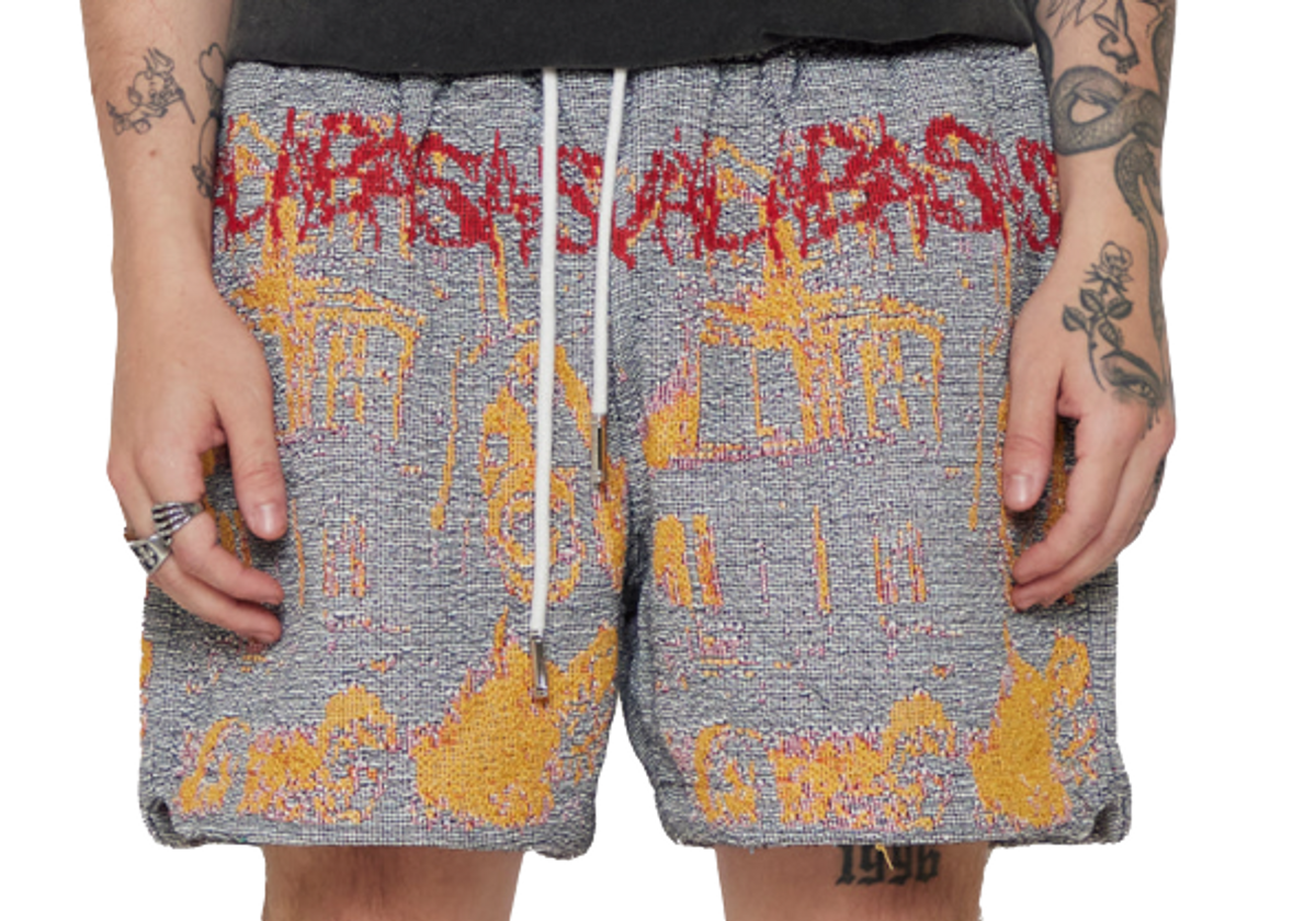 Valabasas White Ghost Hand Tapestry Shorts