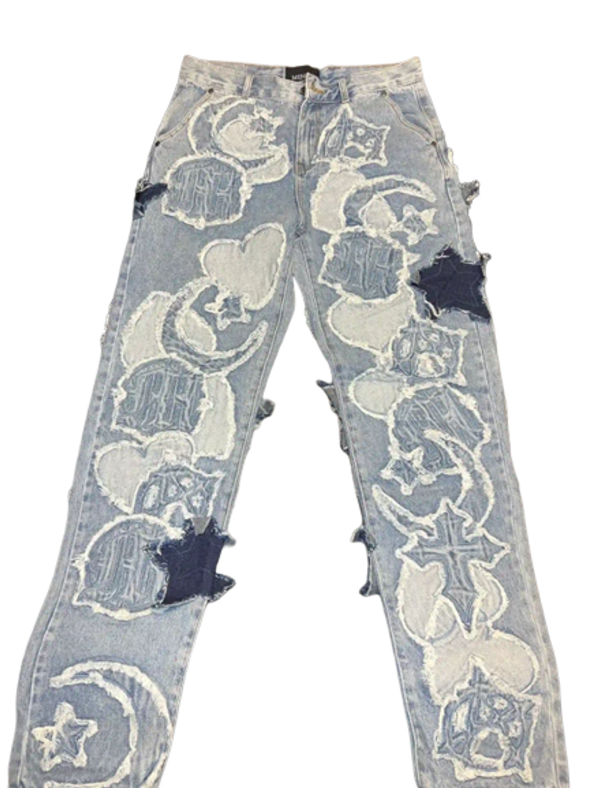 Menace Iconography Denim Patch Work Pants