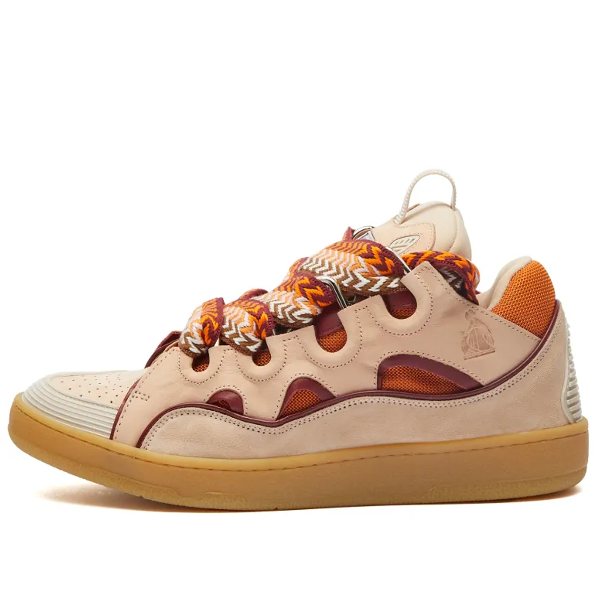 Lanvin Pale Pink And Mango Curb Sneakers