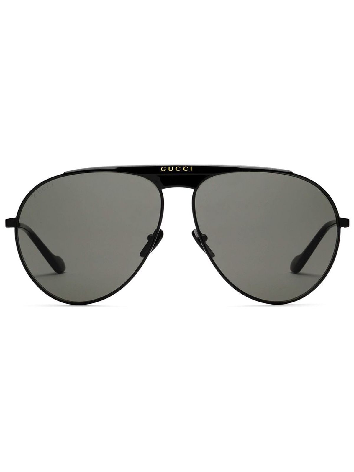 Gucci Logo Black Plaque Pilot Frame Sunglasses