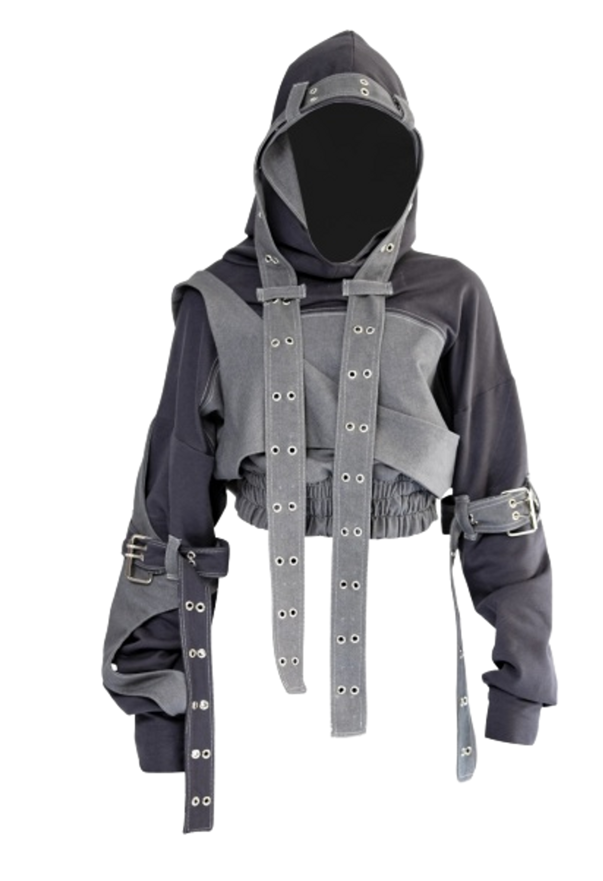 Svxsu Grey Layered Commencement Denim Hoodie