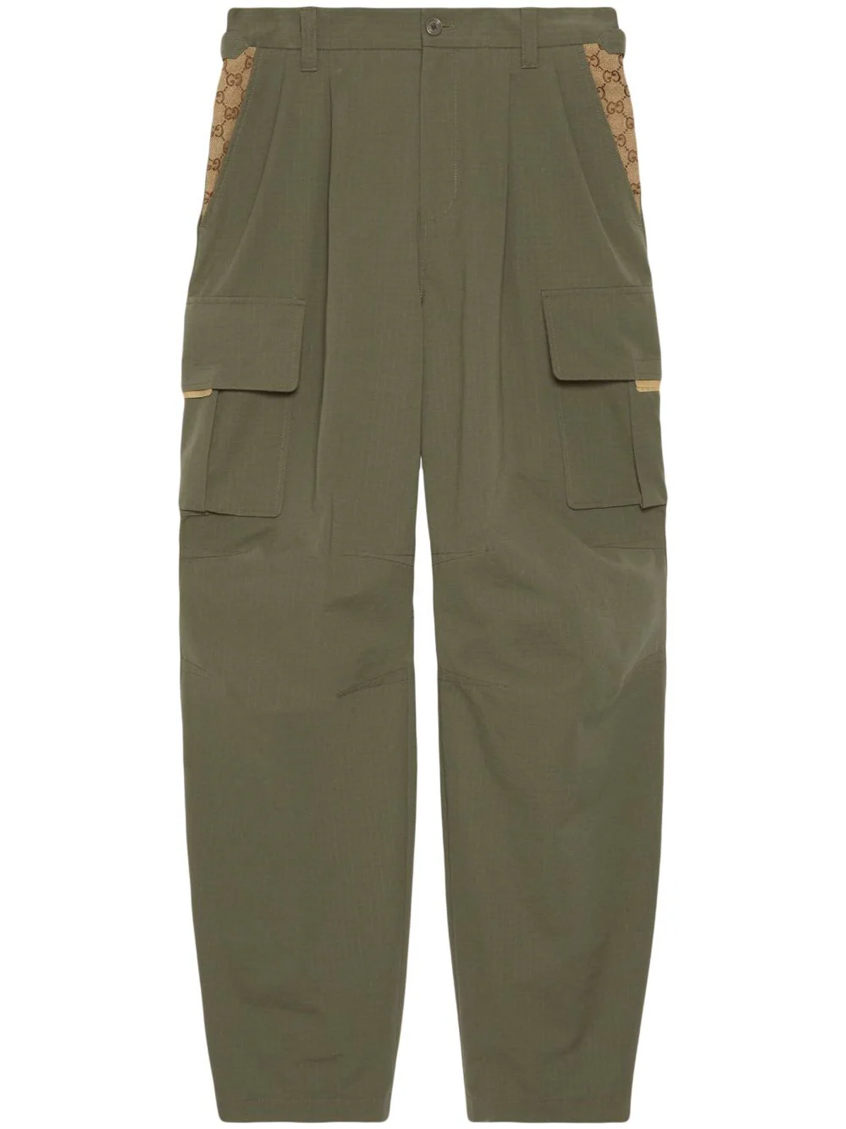 Gucci Green Gg Canvas-Panel Cargo Pants