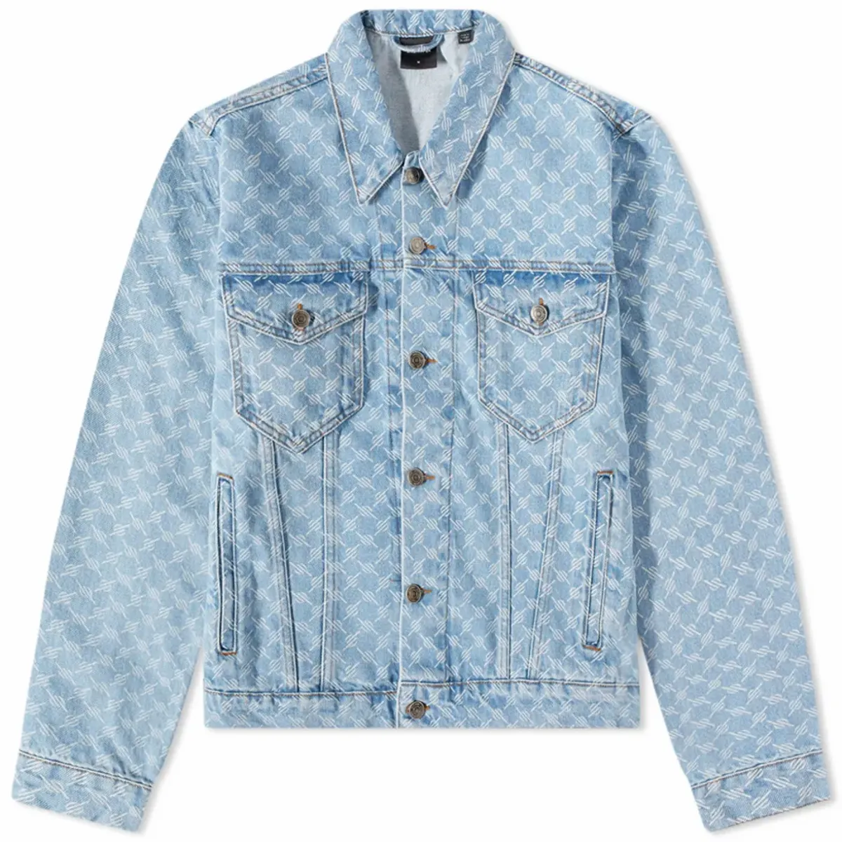 Daily Paper Matwa Monogrammed Denim Jacket In Blue Monogram