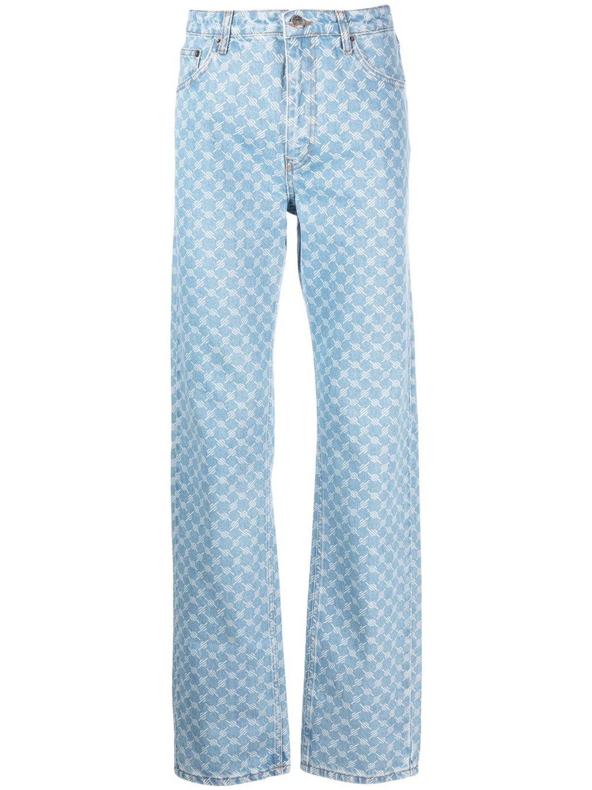 Daily Paper Munir Monogram-print Straight-leg Jeans In Blue
