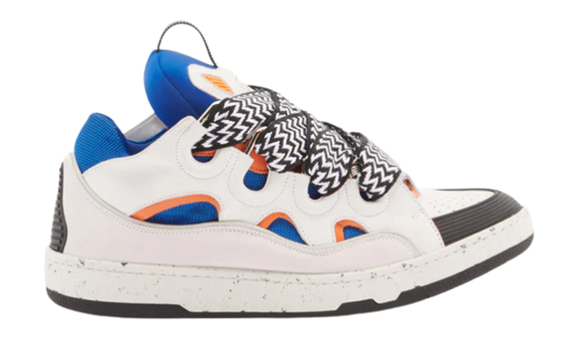 Lanvin Blue And Orange Leather Curb Sneakers