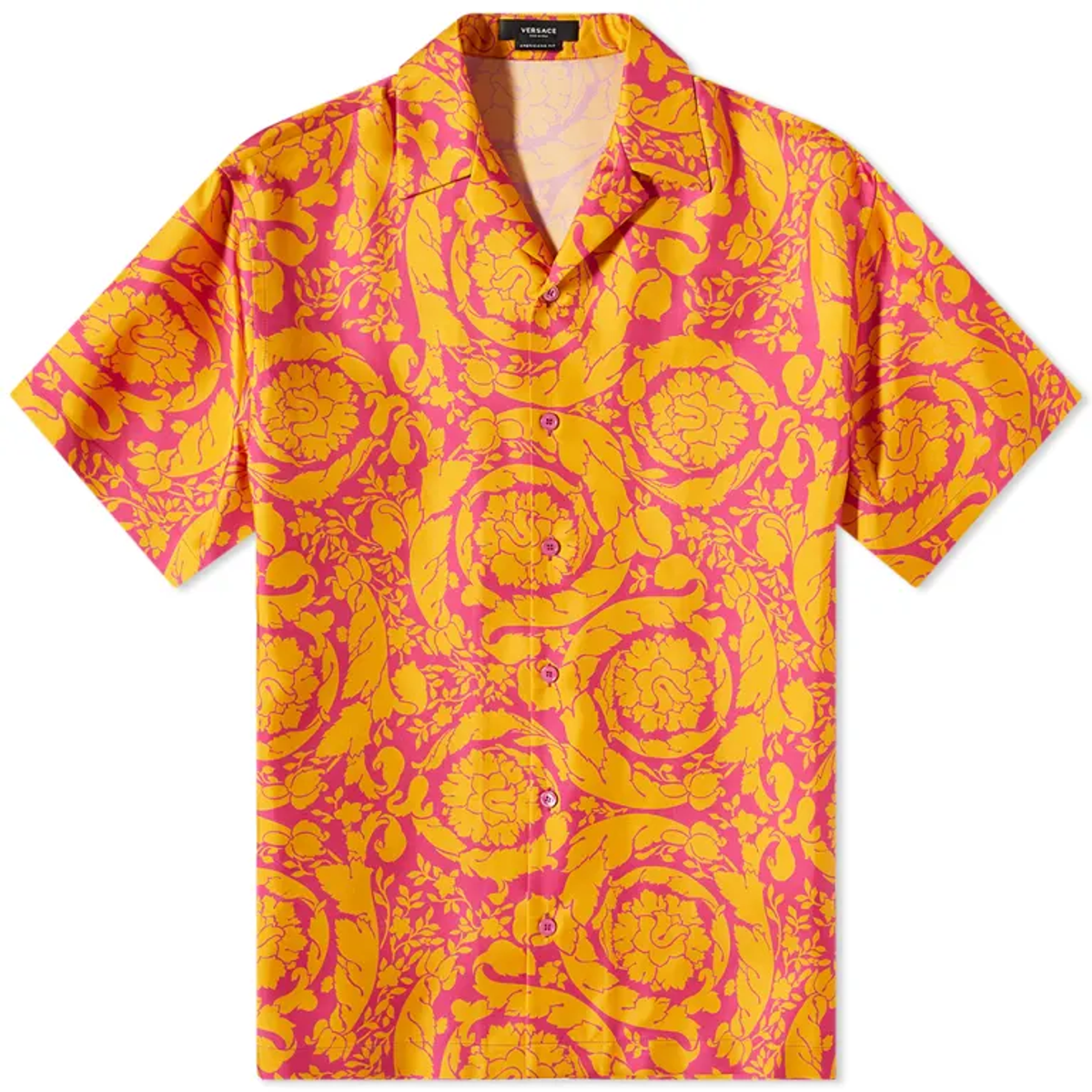 Versace Yellow And Orange Abstract Print Vacation Shirt