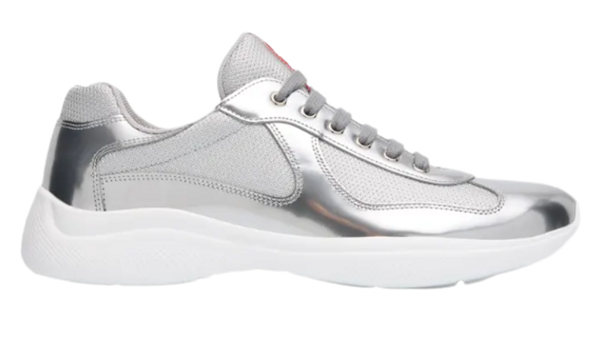 Prada Silver Americas Cup Metallic Bike Sneakers