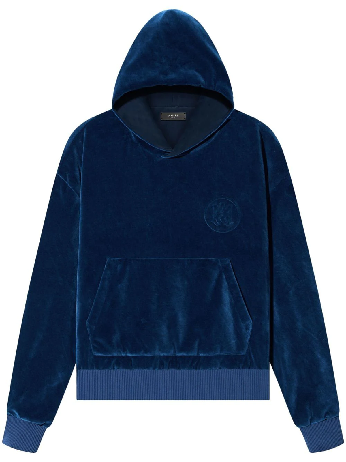 Amiri Blue Velour Pouch-pocket Hoodie