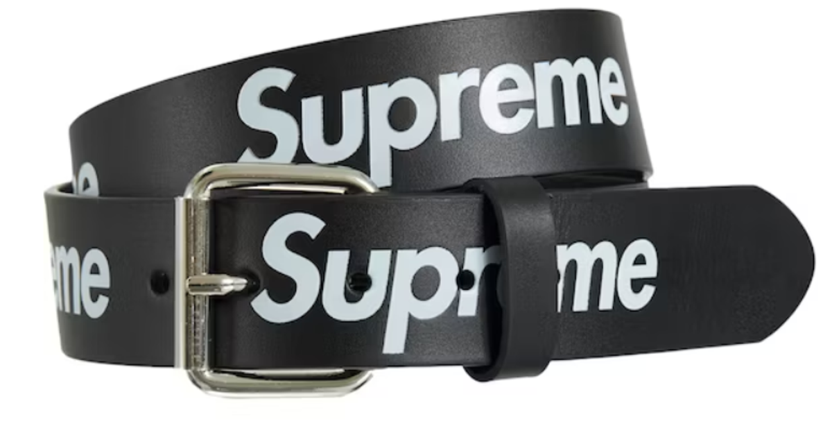 Supreme Repeat Leather Belt Black