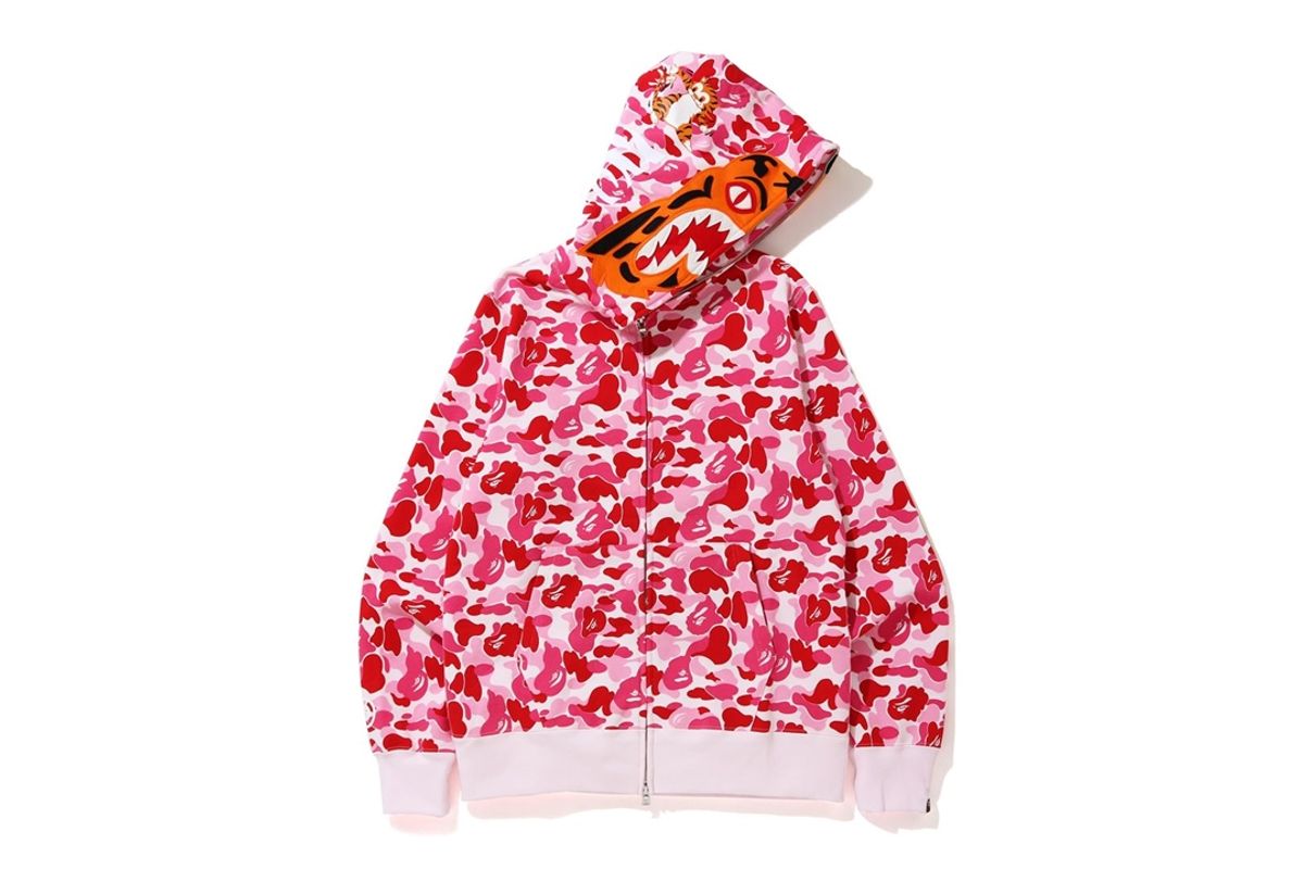 Bape Abc Camo Tiger Full Zip Hoodie Pink