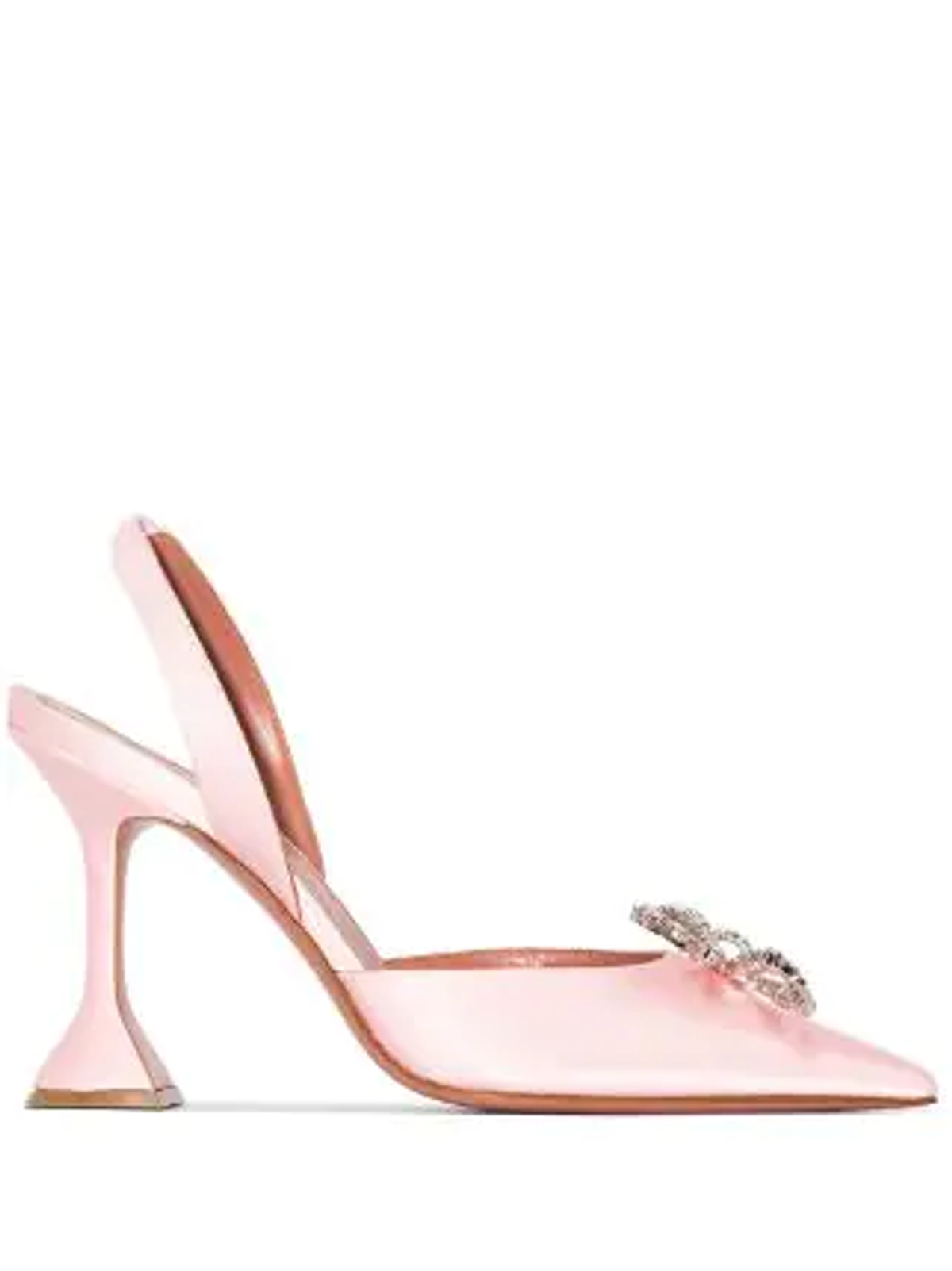 Amina Muaddi Pale Pink Sling 95mm Bow-embellished Pumps