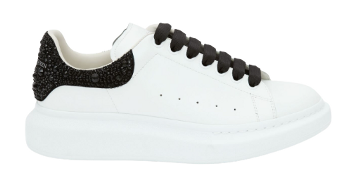 Alexander McQueen Black And White Exaggerated-sole Leather Sneakers