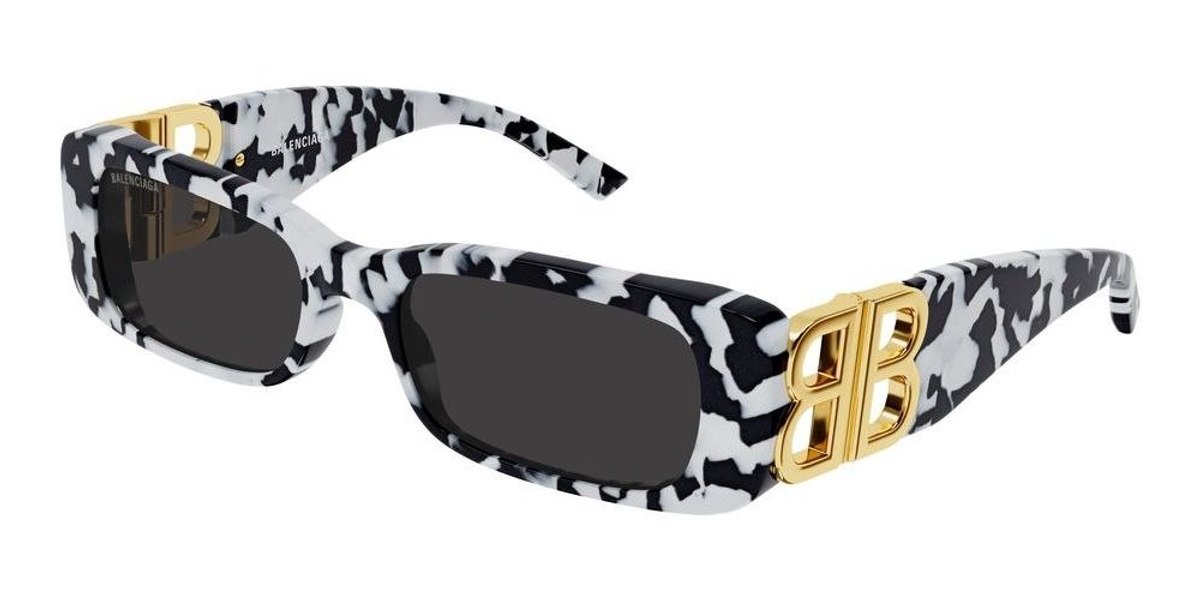 Balenciaga White And Black Acetate Sunglasses