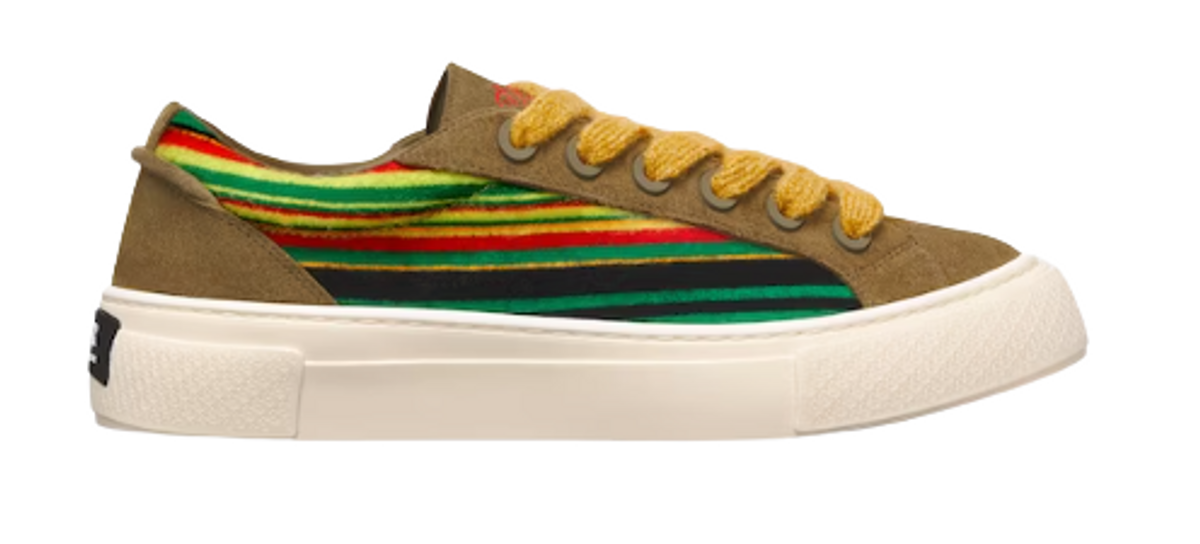 Dior × Denim Tears Yellow Multicolor Mohair and Brown Suede B33 Sneakers