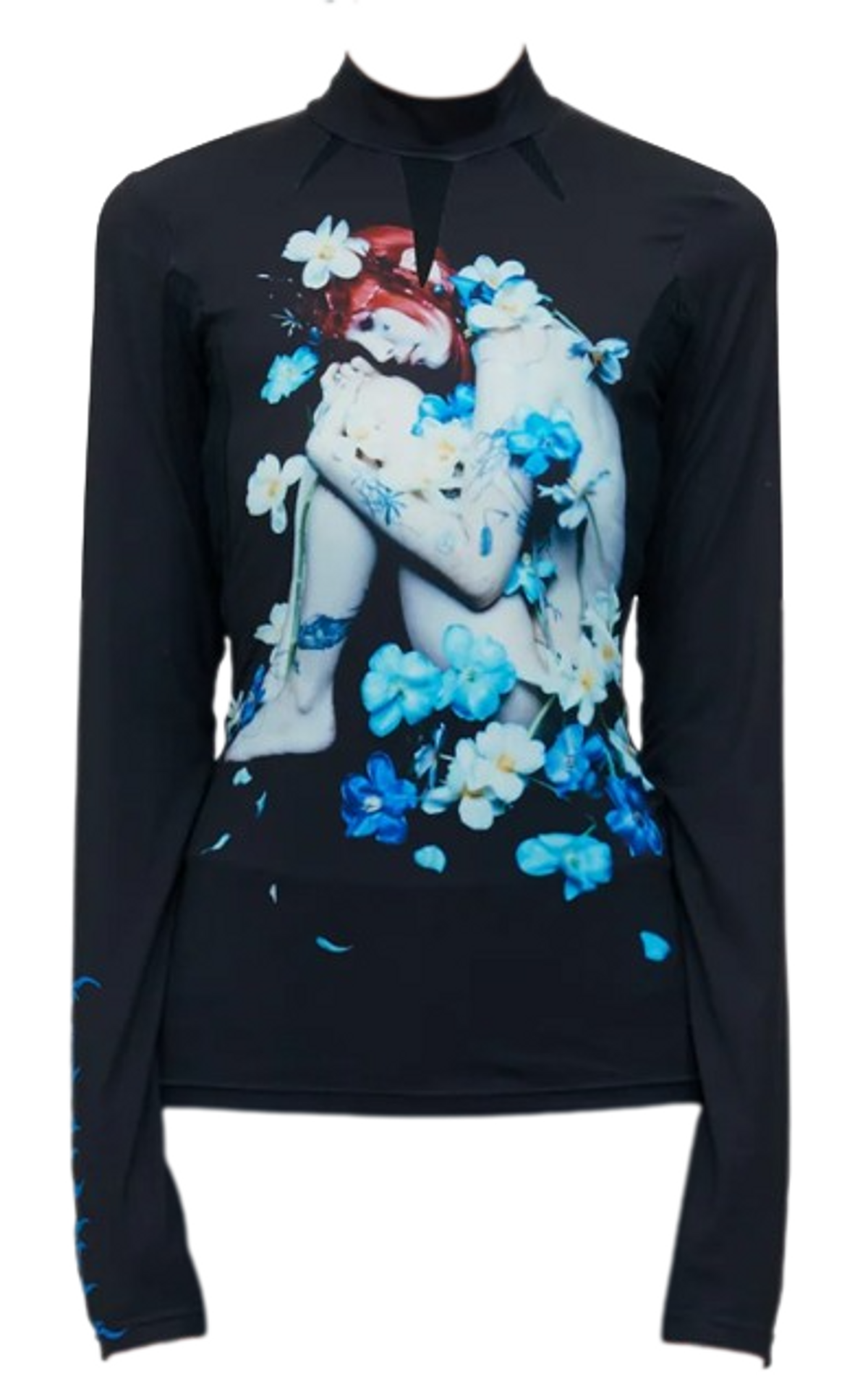 Kusikohc Blue Girl Turtle Neck Tight Shirt