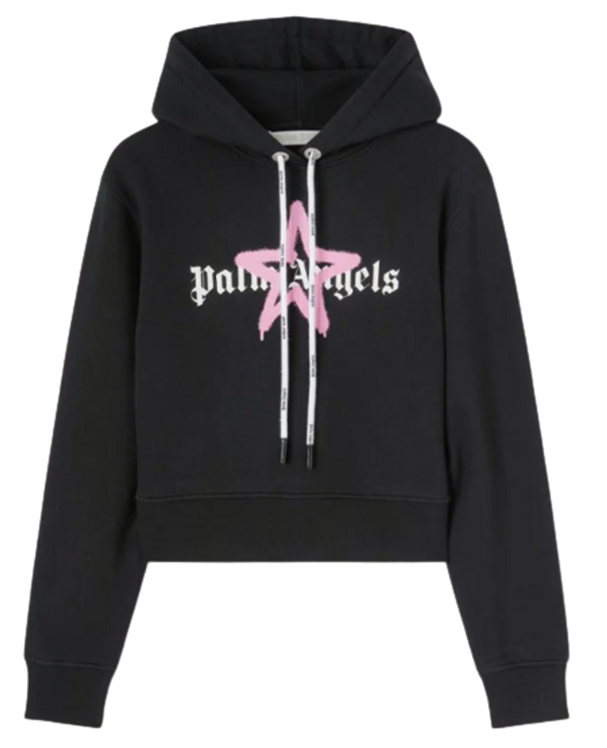Palm Angels Black And Pink Star Sprayed Hoodie