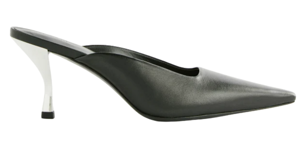 Reformation Black Leather Nicoletta Mule