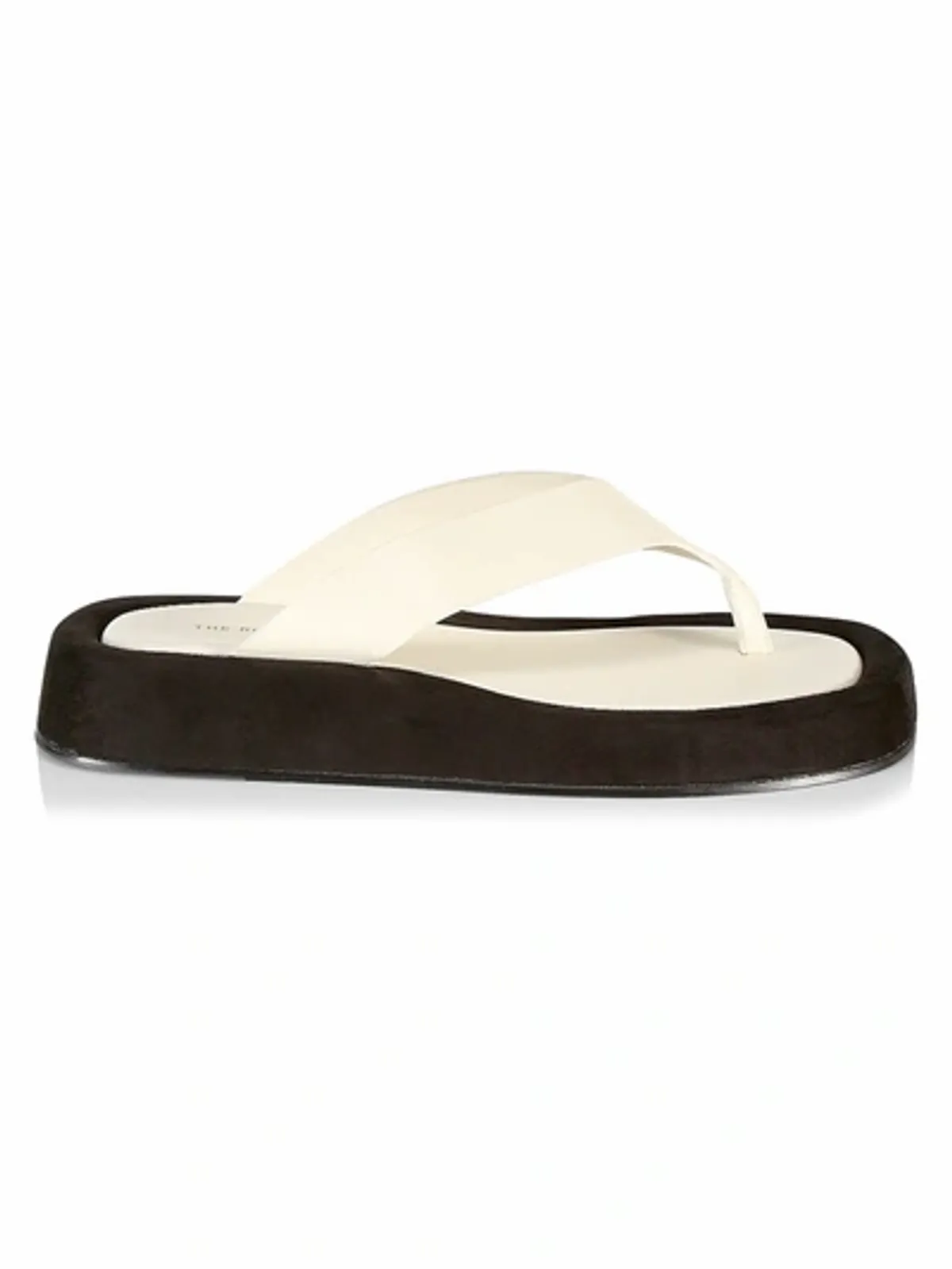 The Row Ginza Two-tone Leather And Suede Platform Flip Flops