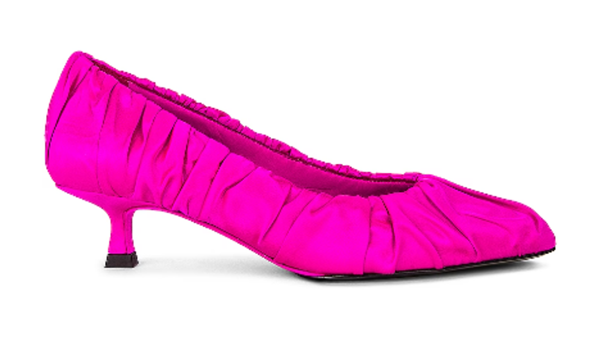 Khaite Fuchsia Palmero Ruched Silk Kitten-heel Pumps
