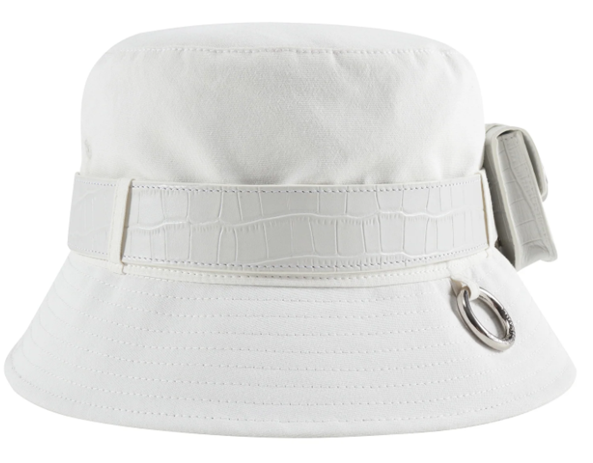 Private Policy White Mini Leather Bag Bucket Hat