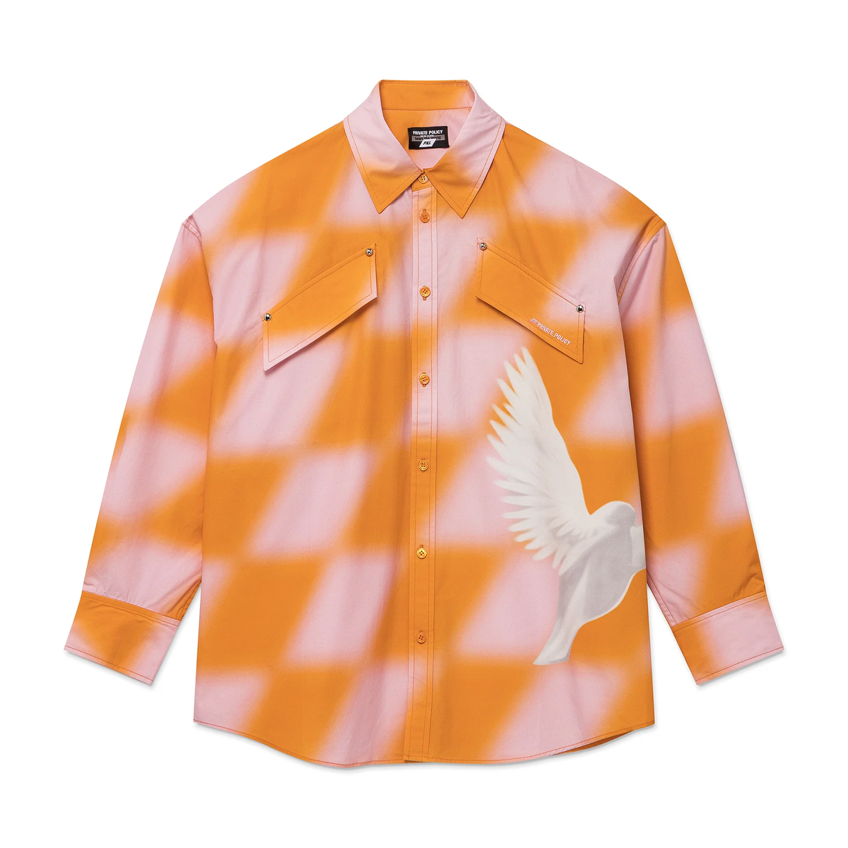 Private Policy Pink And Orange Dove Long Sleeve Shirt