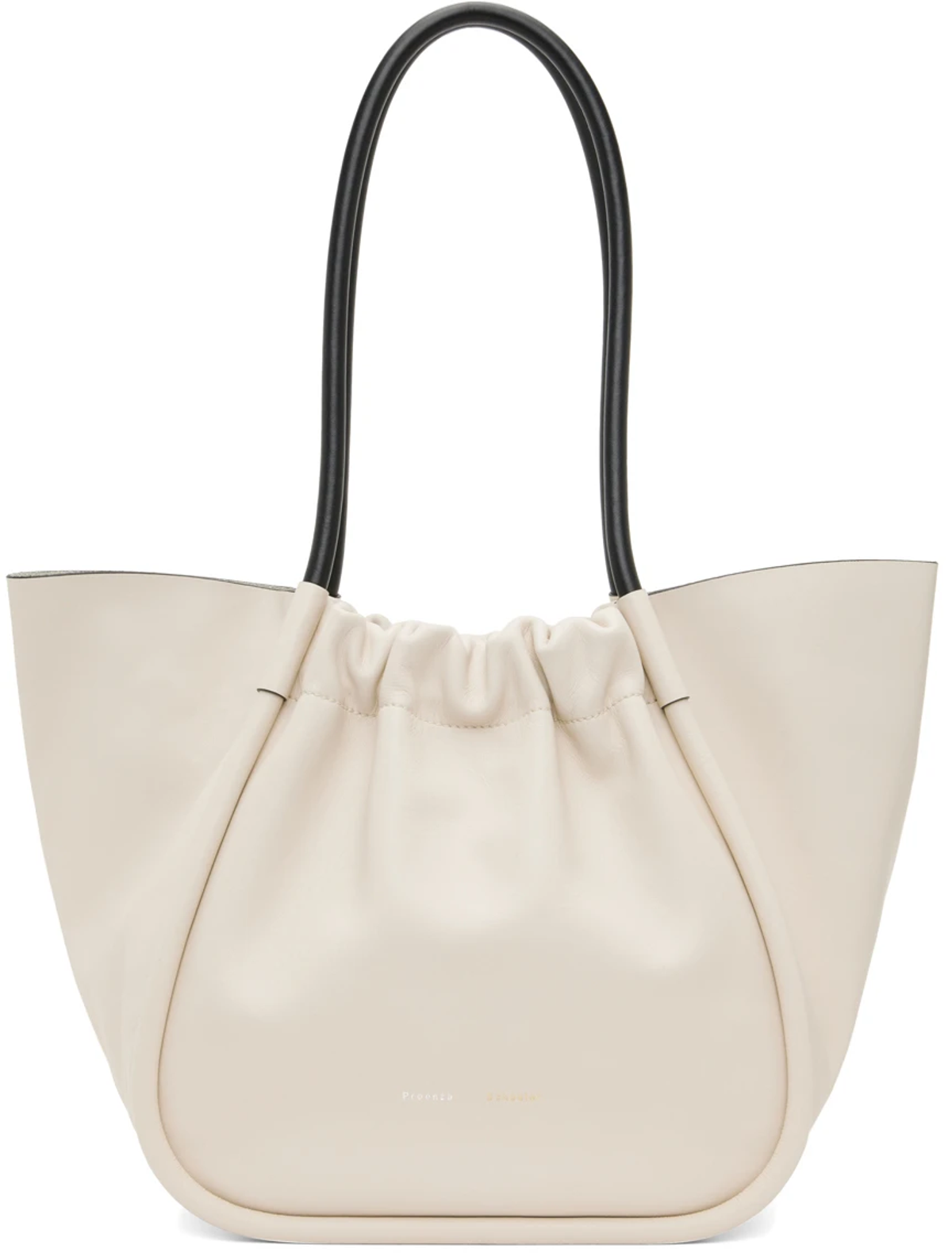 Proenza Schouler Large White With Black Handles Ruched Smooth Leather Tote Bag main image 0