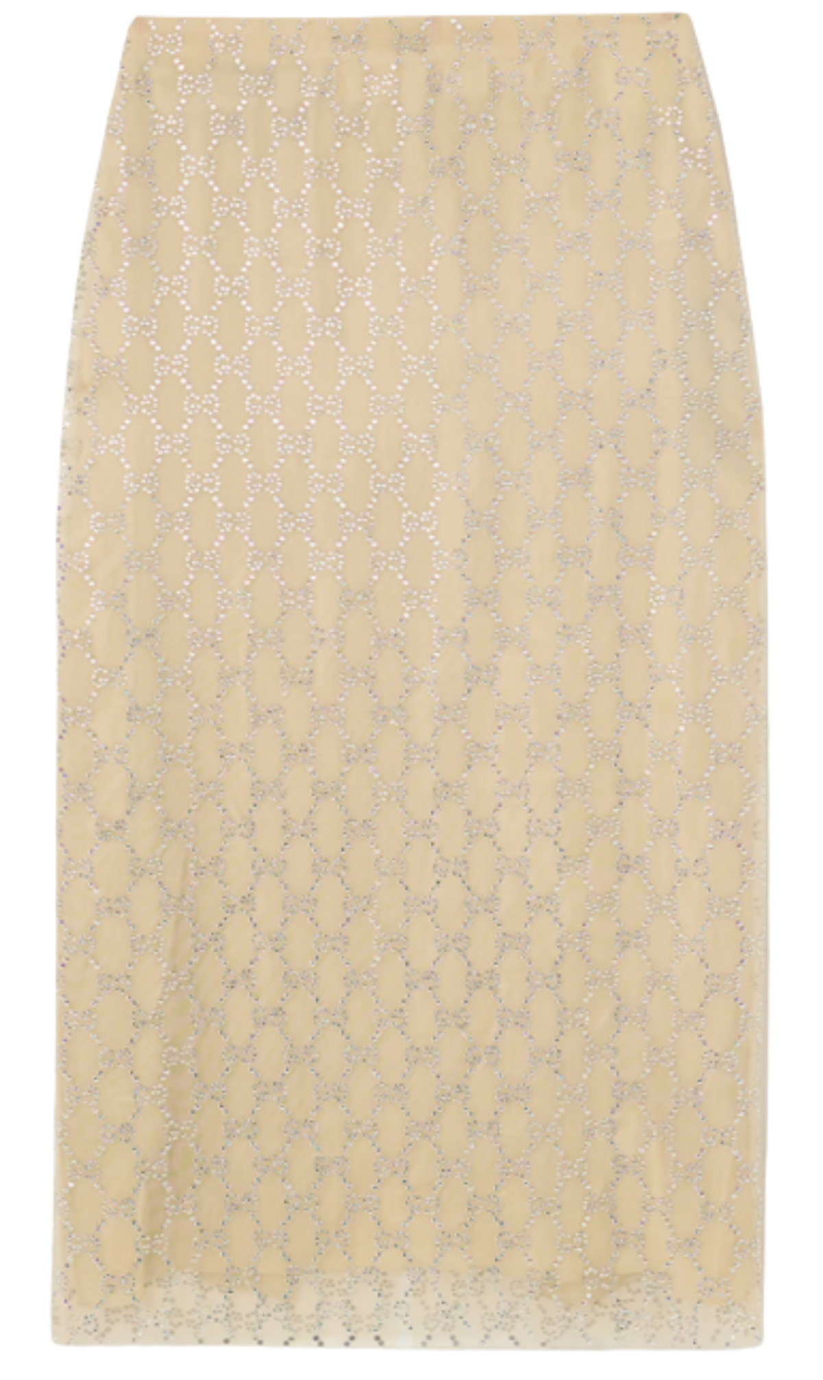Gucci Beige Crystal-Embellished Stretch-Tulle Midi Skirt