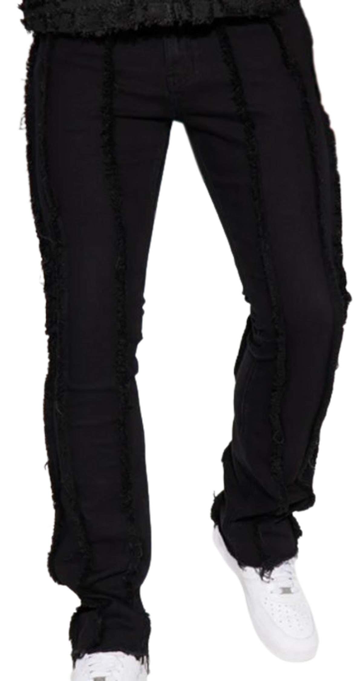 FashionNova Fray Vertical Panel Stacked Flared Jeans