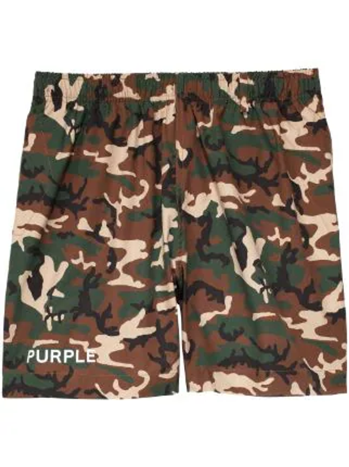 Purple Brand Brown Logo-print Camouflage Shorts