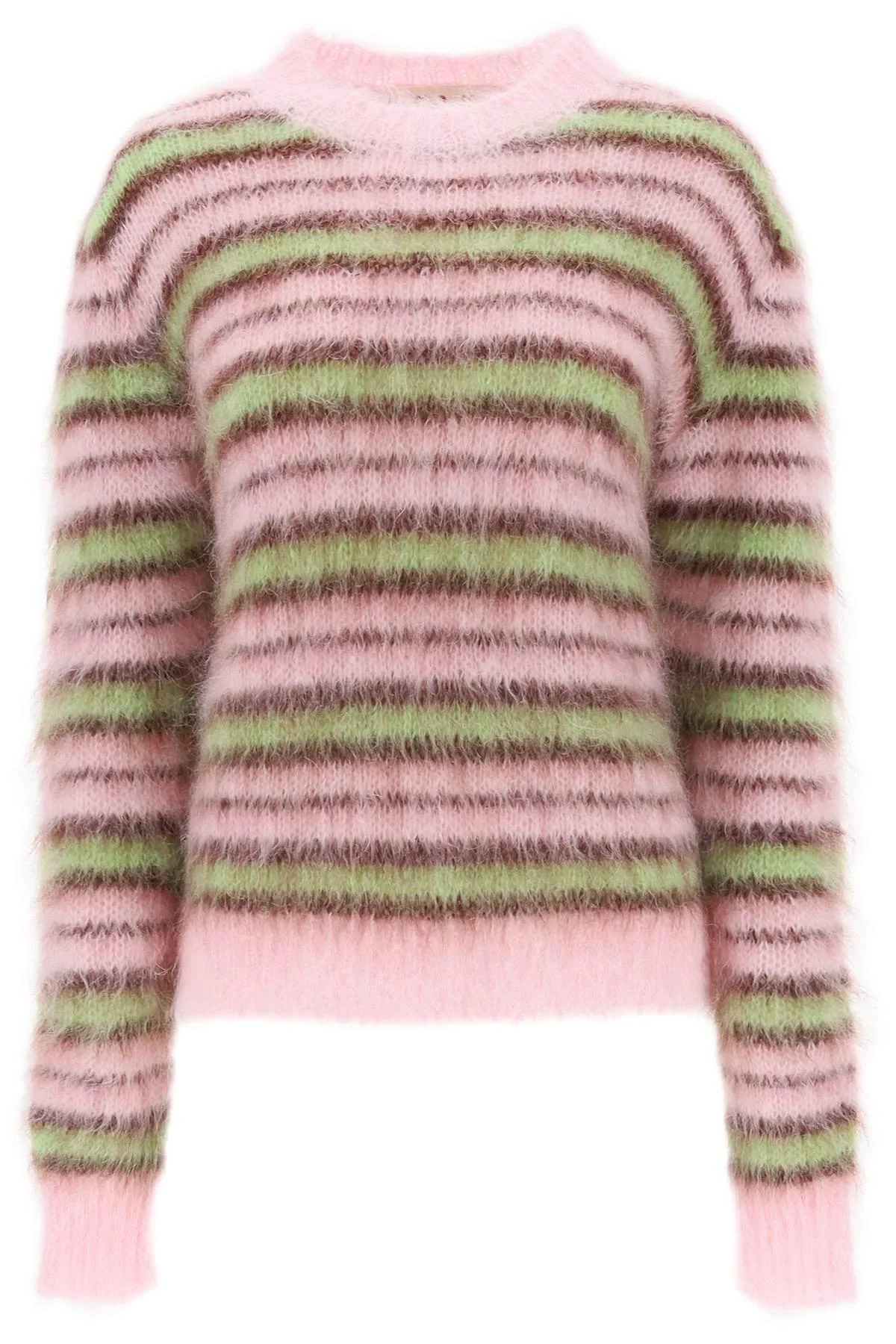 Marni Pink Crewneck Striped Sweater
