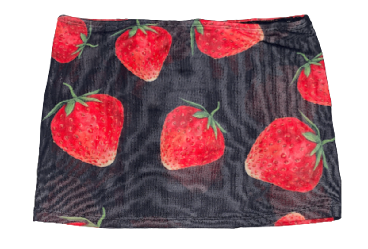 Omighty Strawberry Micro Mesh Black Skirt