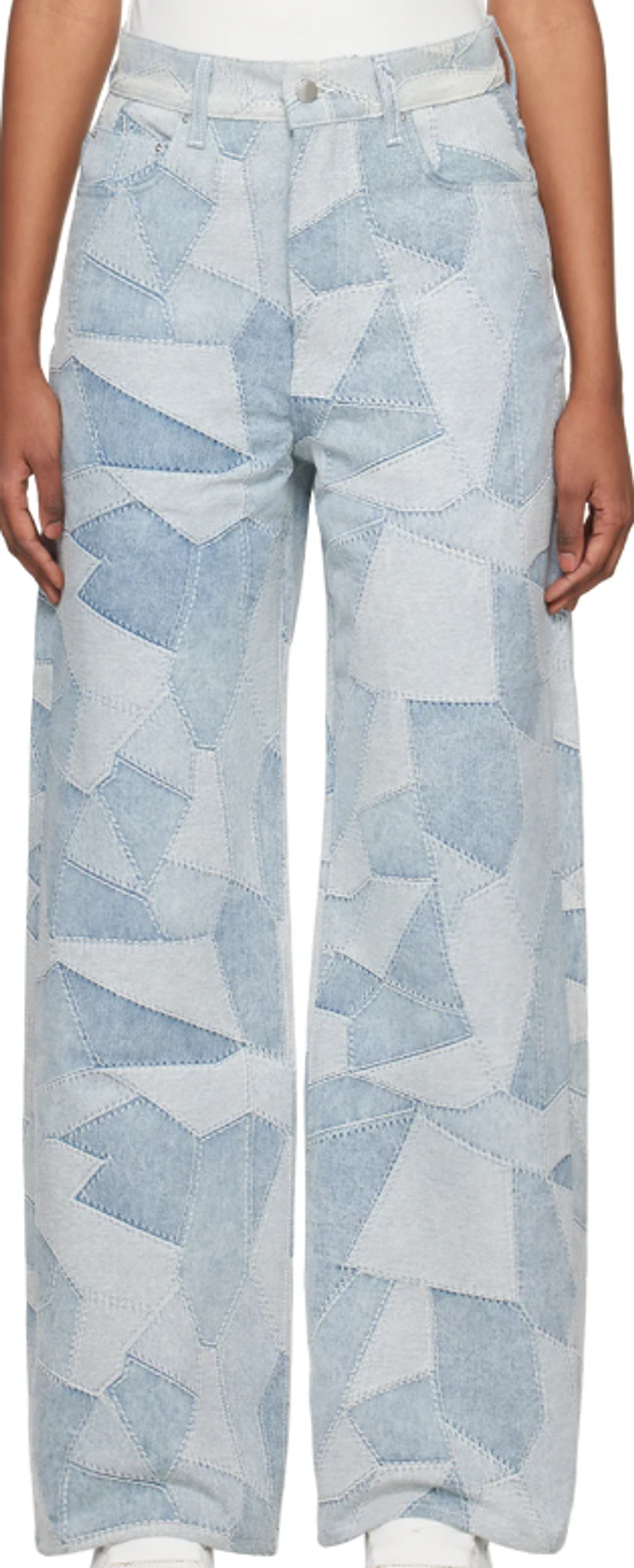 Amiri Stone Indigo Blue Patchwork Jeans