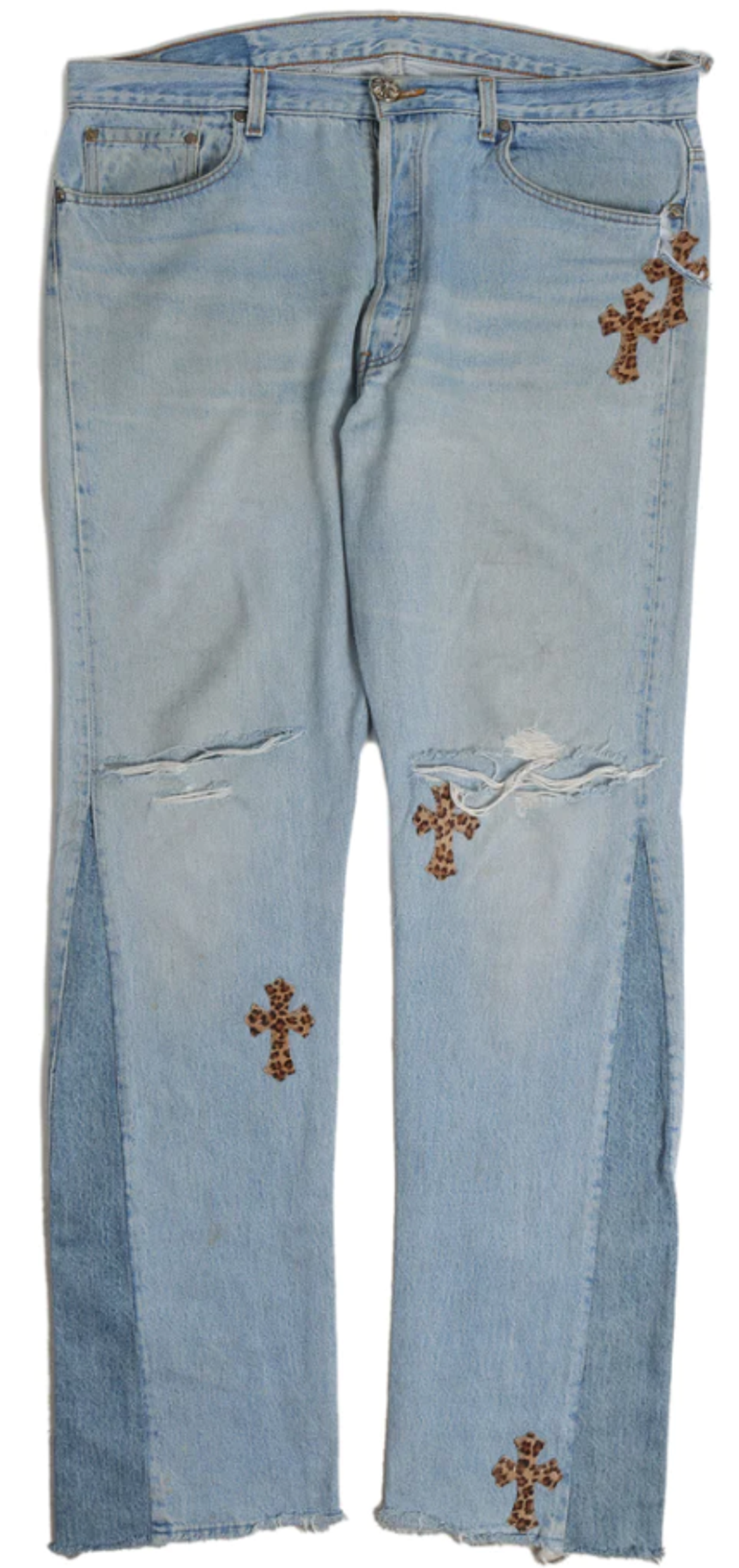 Chrome Hearts × Gallery Dept. Leopard Cross Patch Denim Jeans