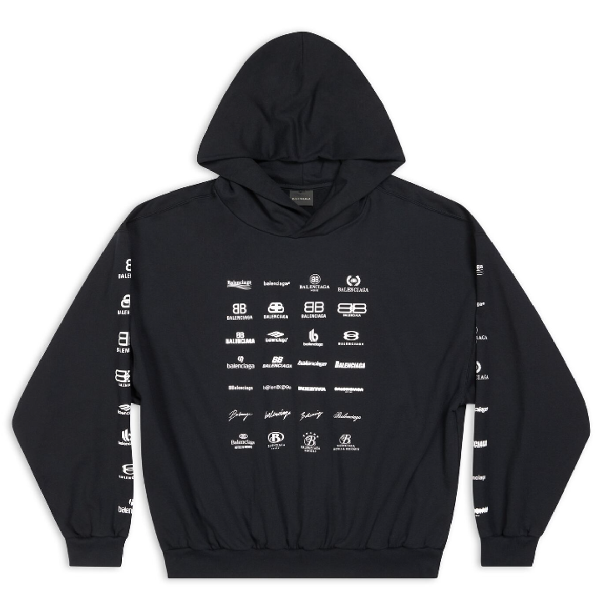 Balenciaga Black Archives Logos Hoodie