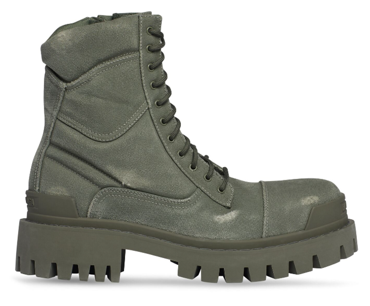 Balenciaga Khaki Combat Strike 20mm Boots