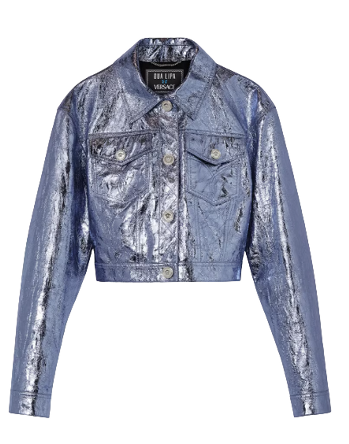 Versace × Dua Lipa Merch Medusa Metallic Leather Jacket