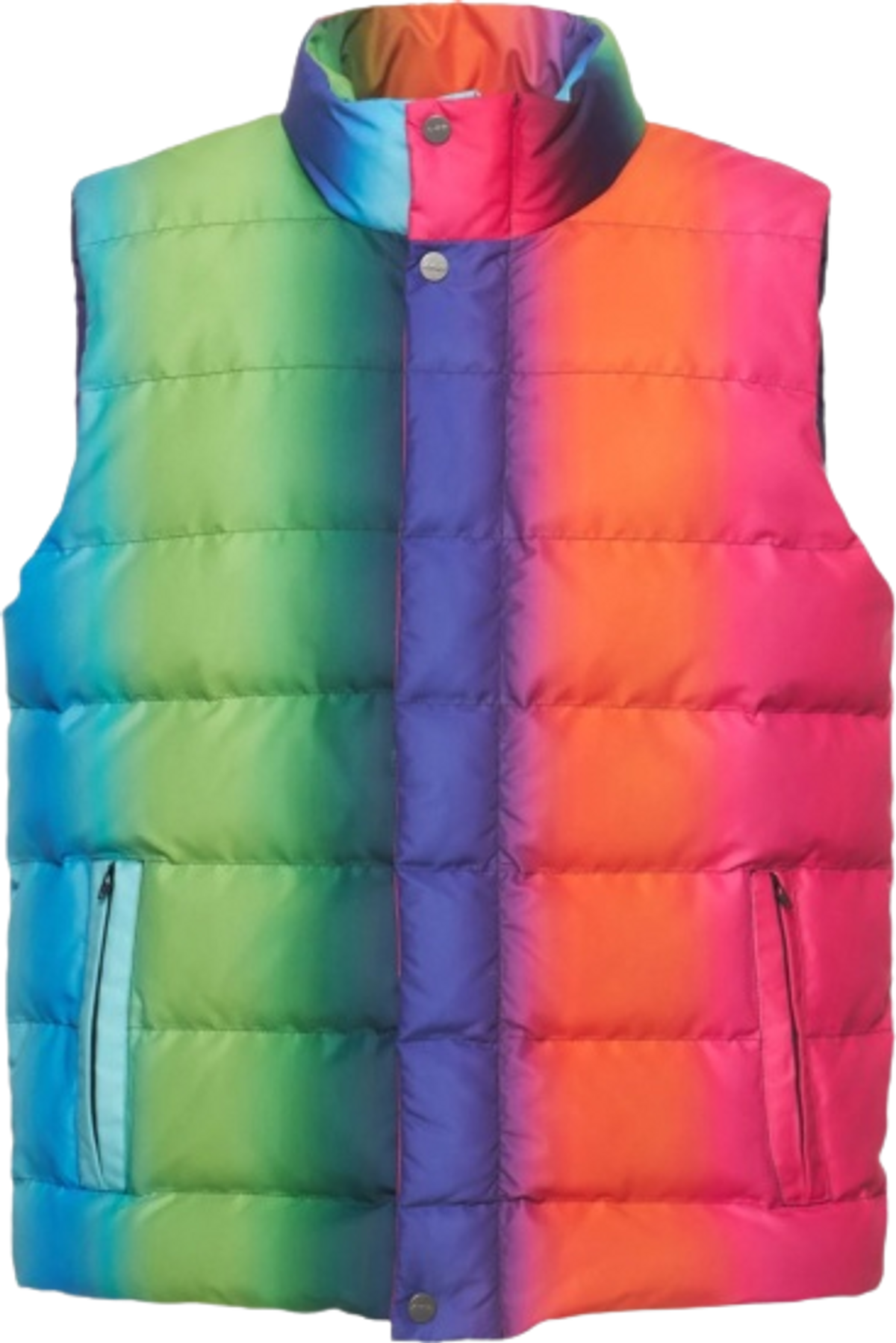 AGR Knit Green Striped Gradient Puffer Gilet