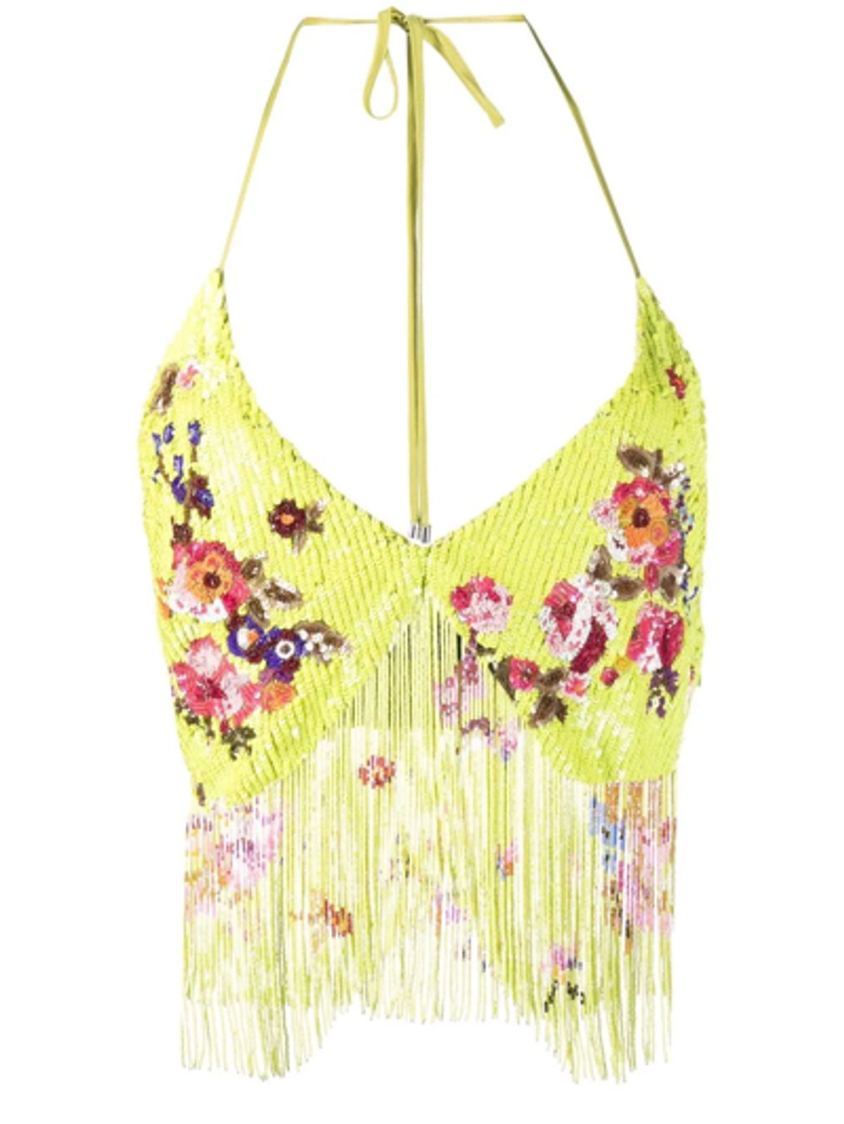 Blumarine Green Sequined Halterneck Top
